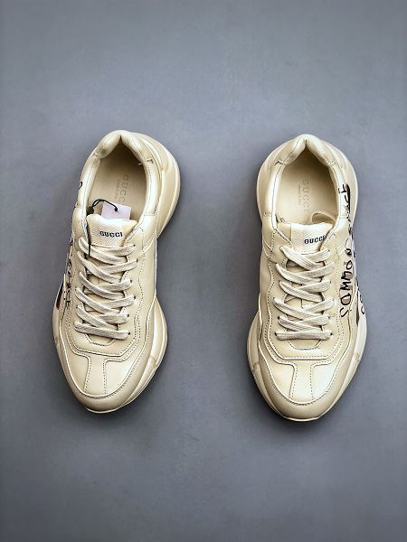 Gucci Rhyton Vintage Trainer Sneaker 2022新款 古馳老爹5D皮革角狀復古男女款慢跑鞋