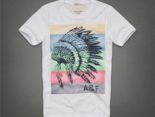 Abercrombie&Fitch 短袖 2017新款 男生休閒圓領短袖T恤 F16款白色條紋印第安人