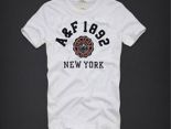 Abercrombie&Fitch 短袖 2017新款 男生休閒圓領短袖T恤 F23款白色字母圓標