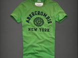 Abercrombie&Fitch 短袖 2017新款 男生休閒圓領短袖T恤 F5款綠色字母圓標