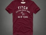 Abercrombie&Fitch 短袖 2017新款 男生休閒圓領短袖T恤 F13款紅色字母小鹿