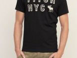Abercrombie&Fitch 短袖 2017新款 男生休閒圓領短袖T恤 F41款黑色字母鹿